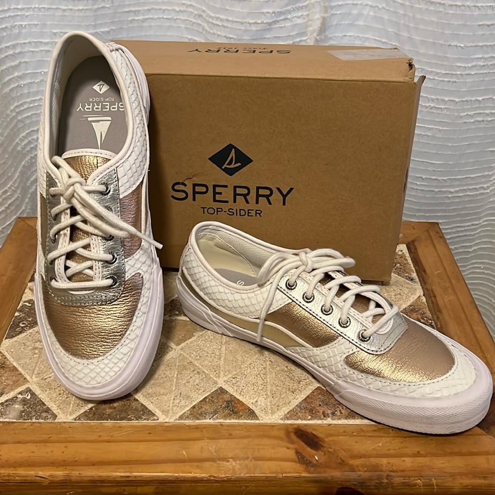 Sperry Women's Sneakers in Gold and White